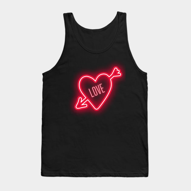 Neon red glow heart Tank Top by Mixserdesign